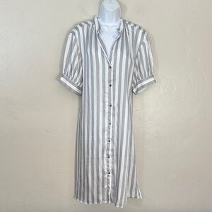 Zara Gray and White Striped Midi Dress